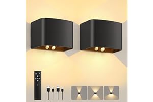 LEDRONIX Akku Wandleuchte Innen mit Bewegungssensor, 3600ｍAh Wiederaufladbar Wandlampe mit Fernbedienung 3 Modi 3000K Warmweiss Helligkeit und Strahlform Einstellbar Wandlampen Batteriebetrieben, 2 Stück