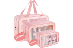 Catron Waterproof Makeup Pouch Bag for Women Travel Kit Washbag Pink Faux Leather, Traveling Cosmetics, Brushe...