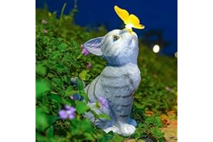 YATOSEEN Décoration de Statue de Chat de Jardin avec Lampe Solaire - Décorations de Statues d'extérieur pour Les Amoureux des Chat, Cadeau de Pendaison de Crémaillère pour Patio Pelouse Porche