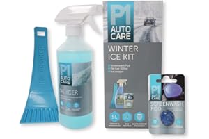 R&C Components Ltd Car Winter De Icer Kit - 300ml Trigger Spray De Icer, Ice Scraper, 5L Screenwash Tablet/Pod - Nice Rasperry Smell