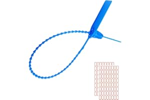 Apstaqeoo 100PCS Plastic Anti-Tamper Seals, Safety Zip Ties for Fire Extinguisher Security Seals Pull Tite Security Tags for Luggage Disposable Self-Locking Tie 250mm Length Included Labels(DarkBlue)