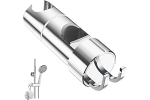 Alyvisun Uchwyt Głowicy Prysznicowej z 2 Haczykami, do Głowic Prysznicowych 20,5–23,5 mm, Regulowany Uchwyt Prysznicowy do Drążka Przesuwnego 16–27 mm, Chromowany Shower Head Holder