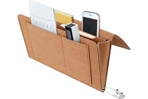 BOOWEN Bed Bag Bed Organiser Felt Sofa Storage Bag Non-Slip Hanging Bag Bunk Bed Bedside Hanging Bag for Book, Glasses, iPad, Mobile Phone, Remote Control (Chocolate)