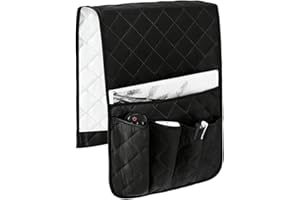 TINGSING Sac de Rangement avec 5 Poches pour Accoudoir de Canapé et Fauteuil Inclinable Étanche Organiseur à Suspendre pour Accoudoir de Canapé Télécommande Répertoire Magazines Livres (Noir)