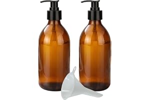 mikken Uppsättning av 2 tvåldispenser, glas, brun, 250 ml – påfyllningsbar lotiondispenser och pumpflaskor, BPA-fri, för tvål