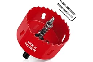 Yeepeo Otwornica 70 mm, uniwersalna otwornica HSS M42, bimetalowa, otwornica z trzpieniem sześciokątnym i wiertłem zestaw wierteł do drewna, płyt gipsowo-kartonowych, tworzyw sztucznych, 1 sztuka