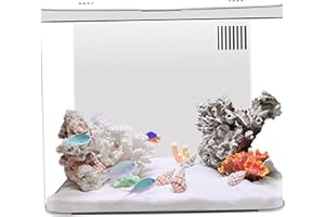 QMJDDYMX Small Fish Tank with 3 Layer Filter 1.3 Gallon Plastic Aquarium Starter Kit Clear Acrylic Fish Tank with Led Light and Self Cleaning System for Desktop Decor