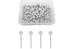 Werownsgso 300 Stück Rundkopfnadeln, 4mm Karte Nagel Pinnadeln, Pinnwandnadeln Mit Plastikbox, Reiszwecknadeln Rund, Pinwand Pins für Landkarte, Fotos, Korkplatte, Stoffmarkierung,DIY (Weiß)