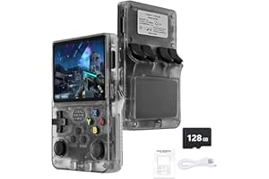 ZIKYNN R36S Retro Handheld Game Console - 21,000+ Classic Games, 3.5" IPS Screen, 64GB/128GB, Portable Linux Gaming Device (128g-black)