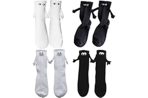 QJFHURB Calcetines Magneticos 4 Pares Parejas De La Mano Calcetines Pareja Divertida Calcetines Mano MagnéTica Magnetic Hand Holding Socks Funny Couple Socks 3D con succión Magnética para Mujeres y Hombres
