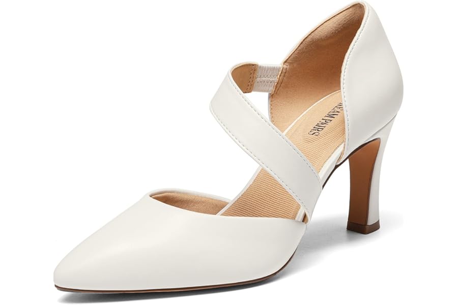 DREAM PAIRS Women's Classic High Heel Pumps with Toe Strap for Work Wedding Dance