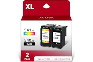 AUMOK Cartouches d'encre PG-540XL CL-541XL Remanufacturées Compatibles pour Cartouche Canon 540 541 XL pour Pixma TS5150 TS5151 MG4250 MG3650S MG3600 MX475 MX455(1 Noir & 1 Tricolore)