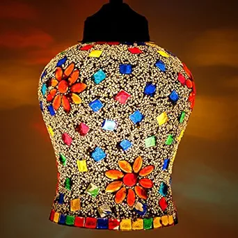 EarthenMetal Glass Handcrafted Mosaic Decorated Hanging Light(White)