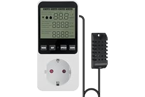  Aiyomi Feuchtigkeitsregler, Temperaturregler 230v, Digitaler Hygrostat Steckdose mit Fühler, Luftfeuchtigkeitsregler mit Alarm für Gewächshaus Terrarium Luftbefeuchter Luftentfeuchter ﻿