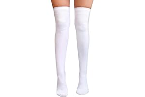 NuJake Over The Knee Thigh High Socks Girls Plain Cotton Lycra Cosplay School Sox