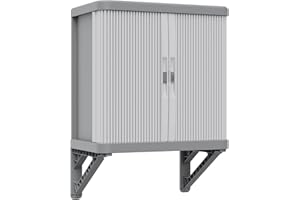 Terry - Rolling Space Wall Cab, Armadio da Muro con Due Antine Scorrevoli, 2 Ripiani Interni Modulabili, da Interno e Esterno, in Plastica, 59x36x59 cm