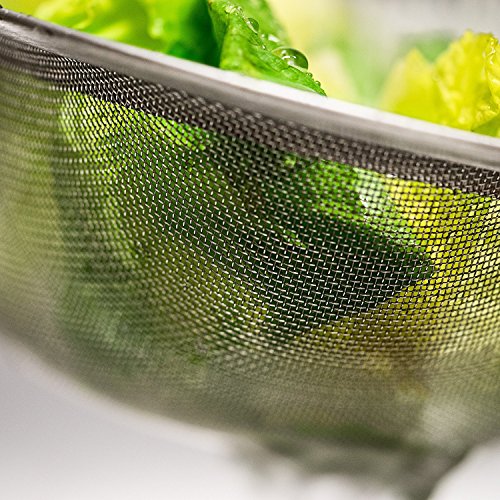 Feinmaschige Küchensiebe aus Edelstahl – Siebe mit Griffen – Ein Satz von 3 Größen mit einer lebenslangen Garantie – Abseihen von Bouillon, Suppen, Joghurt – Waschen von Quinoa, Reis, Gemüse, Nudeln – Sieben von Mehl, Aufbrühen von Tee - 7