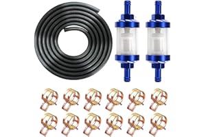 Youery 2 pcs Benzinfilter, 8mm Kraftstofffilter massive Metallausführung Transparent Glas Benzin Filter Universal Inline Benzinfilter Ölfilter(Blue)