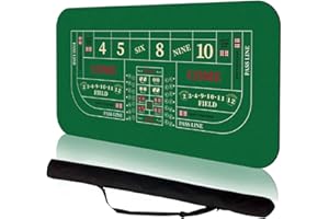 Crevyteg Pokermatte, tragbare professionelle Casino Craps Tabletop Layout Matte mit Tragetasche, 180 x 90 cm Anti-Rutsch Gummi Craps Würfelspiel Poker Tischmatte für Partys, Home Entertainment,
