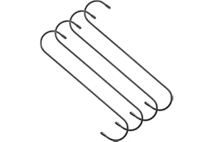 COMNICO 4 ganchos grandes en forma de S negros resistentes para colgar plantas, resistentes, antideslizantes, para colgar armarios, comederos de pájaros, cocina, objetos grandes, herramientas de