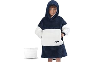Argstar Bluza z kapturem oversize, koc dla dzieci, przenośny koc z kapturem dla dziewcząt i chłopców, miękki koc z kapturem, przytulny koc Sherpa, ciepła bluza z kapturem z kieszenią i rękawami,