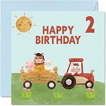 Geburtstagskarte Zum 2. Geburtstag Für Enkel – Mit Tieren & Fahrzeugen, 220 X 152 Mm