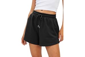 BUHIM Shorts Damen Sommer Sport Shorts Lässige Kurze Hose Baumwolle High Waist Running Shorts Gym Fitness Shorts Kurz Sporthose Jogginghose