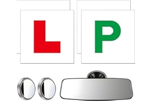 PDDENALITY 7 PCS L Plates Magnetic, Magnetic L Plates for Car UK, P Plates Magnetic, Learner Plates Magnetic, Rear View Mirror for Driving Test Car Accessories Driving Aid Set