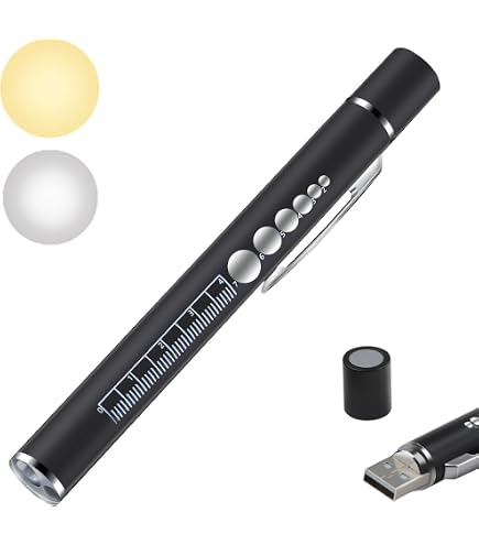 Torcia Penna Medica A LED Con Scala Pupillare - Leggera In Alluminio, Per Medici, Infermieri, Pronto Soccorso (Colore: Rosso)