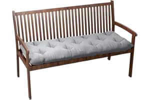 ‎CHILLY PILLEY chilly pilley Bankkissen Bankauflage Bankpolster Gesteppt Gartenkissen Mit Gürtelschlaufen Sitzkissen Kissen für Gartenbank Gartenbankauflage für Gartenmöbel Sitzkissen (130x50x12, Silber)