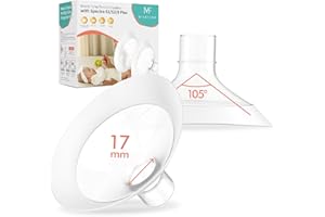 MILKFLOW 2pcs 17mm Breast Flanges for Medela Breast Pump, 105° Wide Angle Soft Flex Rim, Compatible with Pump in Style, Symphony, Freestyle, Sonata, Maxflow, Lansinoh Signature Pro