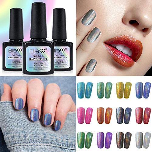 Elite99 UV Nagellack Nail Gel Polish Farbgel Nagelgel Regenbogen Effekt Gelish (12x Stück +1x Stück Reinforce-Überlack ) - 2
