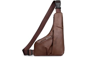 Hjkiopc Sacs Bandoulière Homme Sac de Poitrine business Sac de Loisir a Dos PU Cuir Pochette Epaule à Dos de Voyage pour Homme