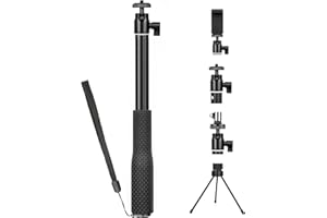 GEPULY 37''Waterproof Handle Grip 360°Ballhead Underwater Selfie Stick Pole Included Tripod Stand+Phone Holder Lightweight 2in1 for Camera+Smartphone for Gopro Insta360 AKASO Vlog Diving Monopod