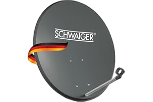 Antenne satellite numérique (75 x 85 cm) Schwaiger 714166 - Avec bras-porteur LNB et support de mailles - Anthracite - Miroir en acier - Pour recevoir la TNT en Full HD, 3D et 4 K (Ultra HD)