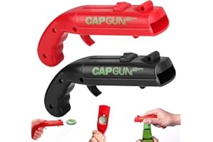 DULUOK 2 Piezas Abridor de Botellas de Cerveza, Abrebotellas Pistola, Abridor de Cerveza con Pistola, Dispara más de 5 Metros, Abrebotellas Divertido, Abridor de Cerveza para Casa, Bar, Fiesta (Negro+Rojo)