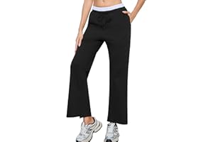 Aottori Pantaloni Sportivi Donna in Cotone Pantaloni a Tuta Vita Alta Pantaloni della Tuta a Gamba Larga Pantaloni Jogger Leggeri Pantalone con Tasche e Coulisse per Jogging Fitness Sport Yoga