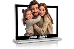 stargrafic Marco Acrílico Personalizado con Caricatura 3D – Foto Convertida en Ilustración Estilo Animación, Acrílico 5 mm Corte Láser, Soporte Incluido – Regalo Emotivo.(15 x 20 cm)