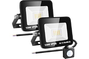 RIGIDON 2x PIR-rörelsesensor utomhus säkerhetslampa, 10W LED-strålkastare | 1000 lm, utan kontakt, 3000K varmvit, utomhusvägglampa, för trädgård, garage, bakgård, uteplats, husdörröppning, vattentät