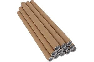 Luqeeg Confezione da 12 Tubi Postali con Tappi, Tubo per Poster in Carta Kraft, Tubo per Poster per Posta Resistente, Cartone per Spedizione per Spedizione, Conservazione di Progetti
