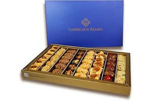 CAPRICHOS ÁRABES Selección Gourmet de Pasteles Artesanales de Lujo - Sin Azúcares añadidos, Sin Lactosa - Caja de 1000g Ideal para Regalo y Eventos Especiales