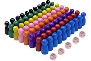 Tokaneit 80 Stück Holzkegel Figuren Bemalt mit 5 Würfel, 8 Farben, für Flugschach, Dame, Holzkegel, Möbel und Dekoration, Partys und Familien