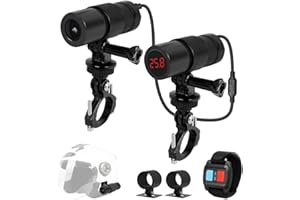 VSYSTO WiFi HD 1080P Caméra de Vélo avec Affichage de la Température Lumière Arrière 150 ° Grand Angle Vision Nocturne Imperméable à l’Eau Action Caméra Moto Casque de vélo Dash Cam (Noir+1080P+PB)