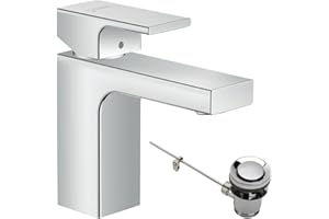 hansgrohe Vernis Shape Mitigeur de lavabo 100 avec tirette et vidage métallique, chromé, 71568000