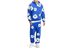 XUEQINGDE DT Chándal para Hombre,2 Piezas Conjunto Hombre 2024 DT Sudadera con Capucha con Estampada de Flores Pantalones DT Traje de Jogging Set Unisex
