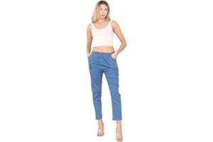 Faozo® Women’s Casual Wear Pull-On Stretchy Denim Jeans - Ladies Elastic Waist Straight Leg Relaxed Fit Bottom Pants Plus Size 10-24