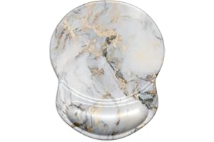 ITNRSIIET Mouse Pad, Ergonomic Mouse Pad with Gel Wrist Rest Support, Gaming Mouse Pad with Cloth, Non-Slip PU Base for Computer, Laptop, Home, Office & Travel,Gray Marbling Gold