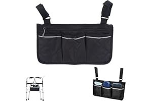 HQYBZP Rollstuhltasche,Rollstuhl Zubehör,Rollstuhl Tasche,Rollstuhlzubehör,Rollator Tasche,Fußgängerassistenzgeräte Für Rollstühle, Elektrische Rollstühle Und Gehhilfen (Schwarz)