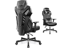 OneGame Silla Gaming, Transpirable Ergonómica Silla Gamer Adulto Estilo Carreras de Ordenador reposabrazos 3D Respaldo Ajustable Silla Escritorio con Soporte Lumbarjustable 150KG, Negro-Gris