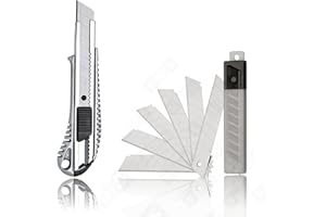 SBS Profesjonalny aluminiowy nóż do cięcia dywanów | nóż do dywanów 18 mm | w zestawie ostrza zapasowe | ilość do wyboru – 10 ostrzy